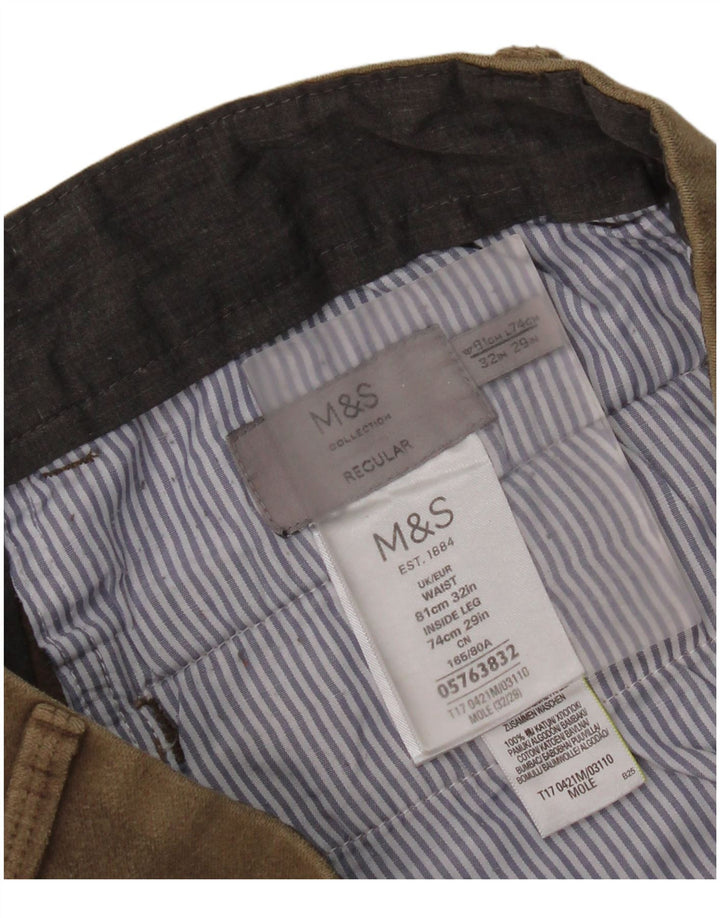 Marks & Spencer Pantalon Chino Regular Femme W32 L29 Coton Beige