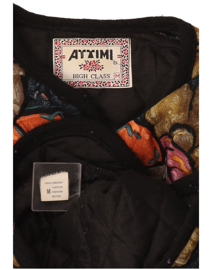 veste matelassée femme vintage UK 14 Viscose florale multicolore moyenne