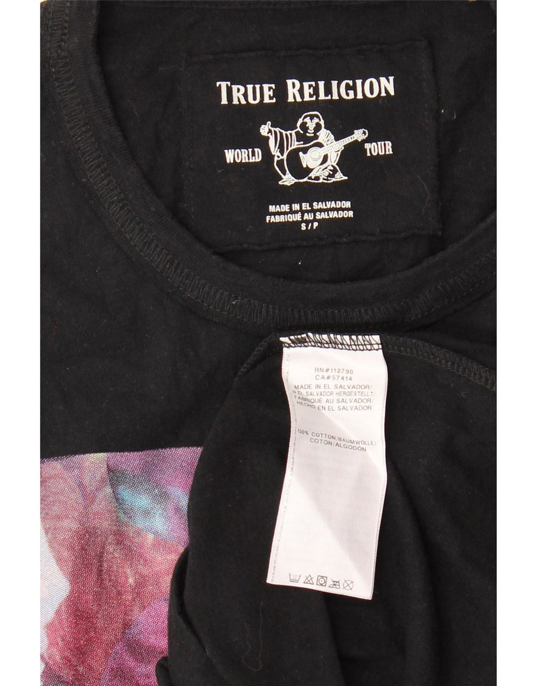 TRUE RELIGION T-Shirt Graphique Homme Petit Noir Coton Floral
