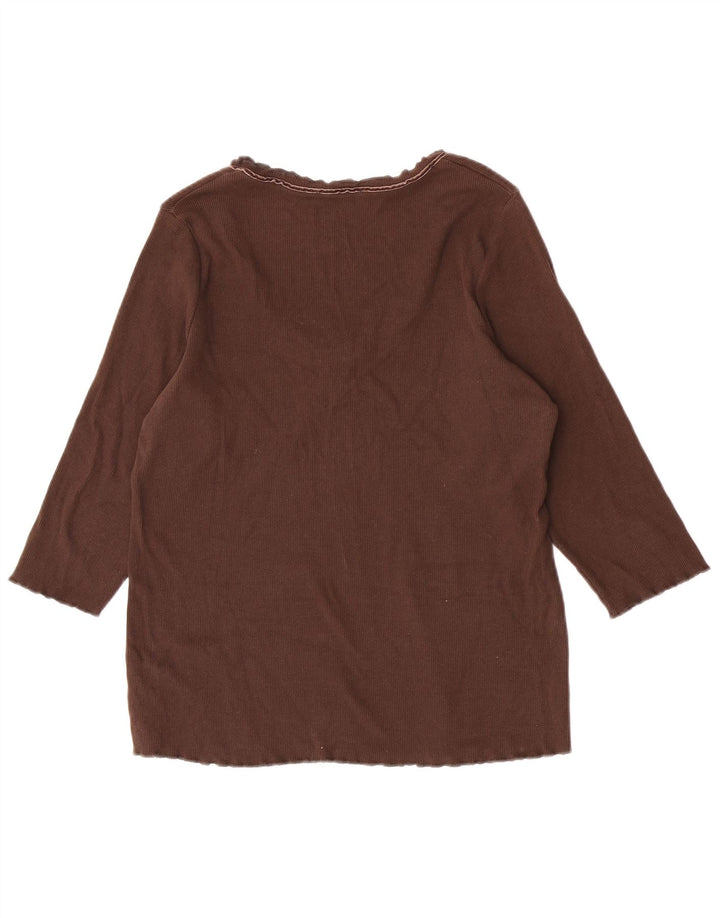 Marks & Spencer Haut à manches 3/4 pour femme UK 16 Large Marron Coton