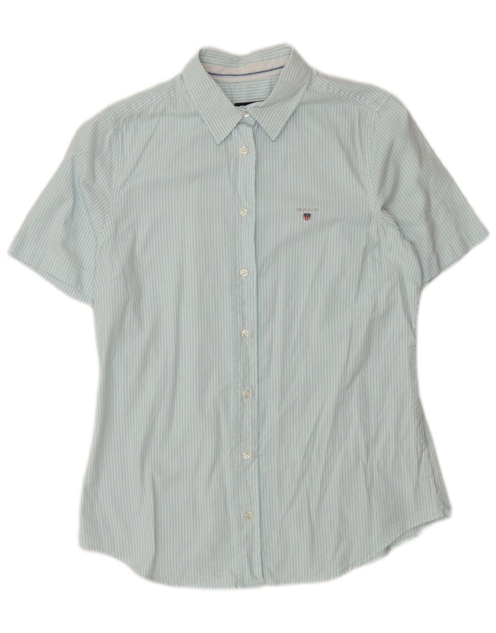 GANT Chemise à manches courtes pour femme UK 12 Bleu moyen en coton à fines rayures