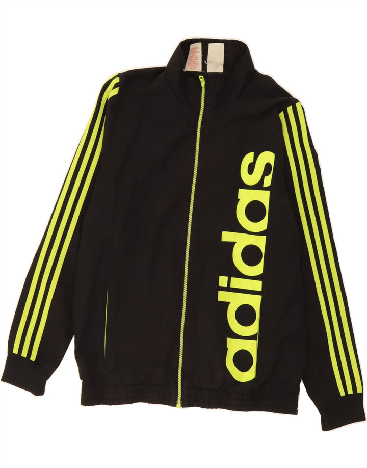 ADIDAS Boys Graphic Tracksuit Top Jacket 13-14 Years Black Polyester Vintage Adidas and Second-Hand Adidas from Messina Hembry 