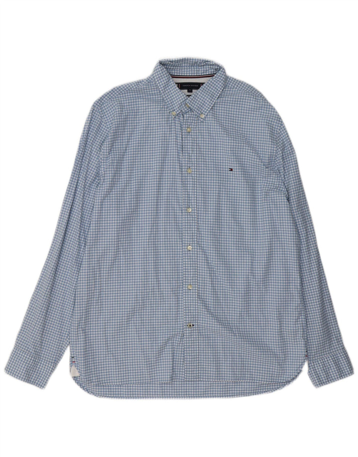 TOMMY HILFIGER Chemise Regular Fit Homme XL Bleu Carreaux Coton