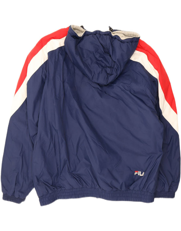 Fila Veste réversible à capuche pour homme UK 42 XL Bleu marine Colourblock Polyamide