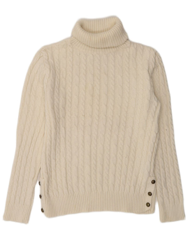 Zara Pull col roulé pour femme UK 16 Large Acrylique Blanc cassé