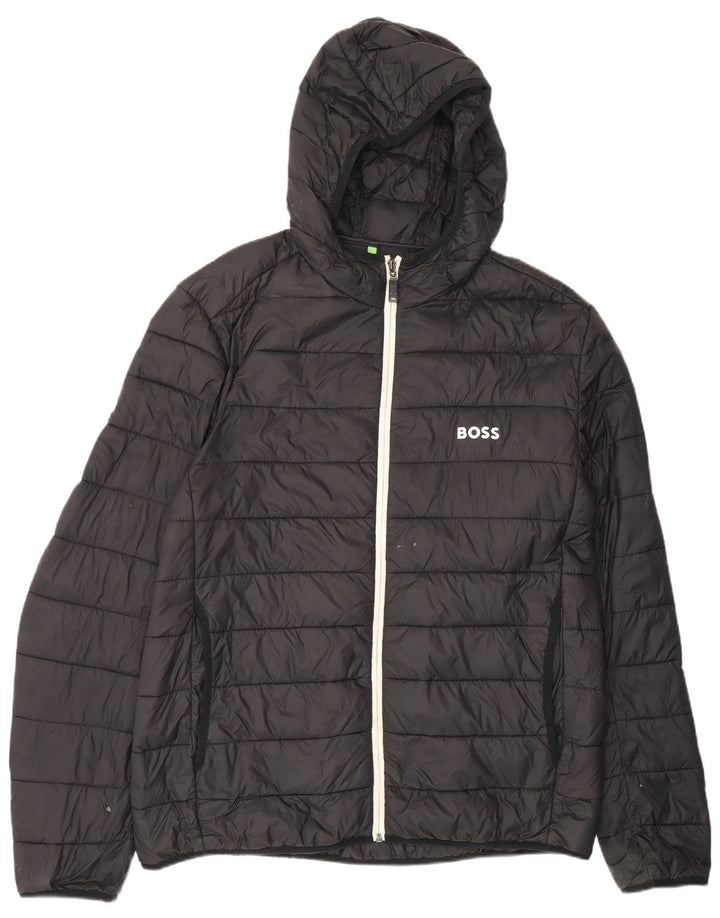 Hugo Boss Veste matelassée à capuche pour hommes UK 44 2XL Noir Polyamide