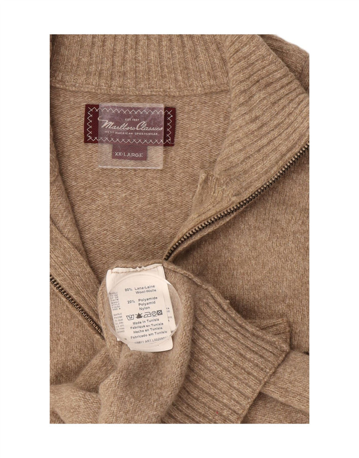 Marlboro Classics Pull à col zippé pour homme 2XL Laine beige