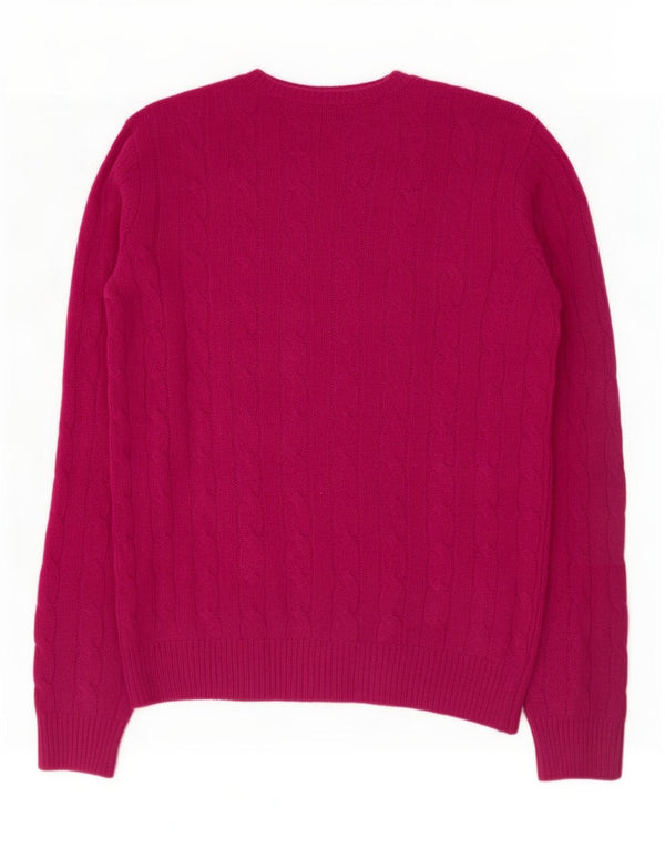 Polo Ralph Lauren Pull col en V pour femme UK 10 Petite laine mérinos rose
