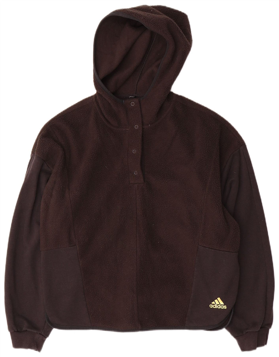 ADIDAS Pull polaire à capuche surdimensionné pour femme UK 8/10 Petit Noir Polyester