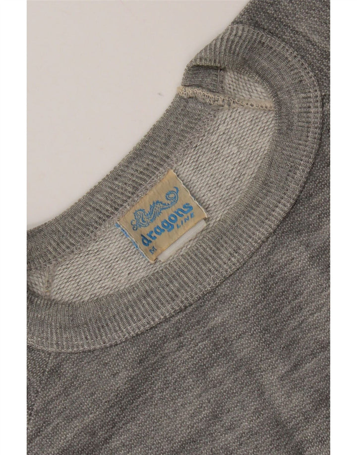 vintage Mens Graphic Sweatshirt Jumper Moyen Gris Moucheté Coton