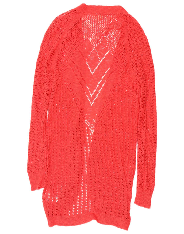 ROXY Femmes Longline Crochet Cardigan Pull UK 18 XL Rouge Coton