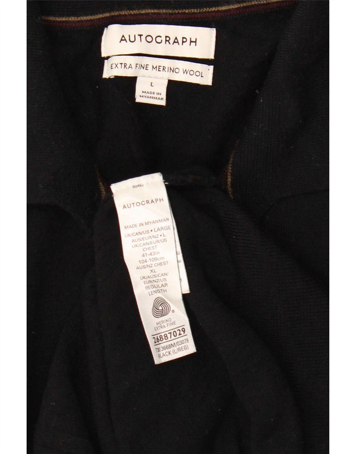 Marks & Spencer Pull à col polo autographe pour homme, grand noir