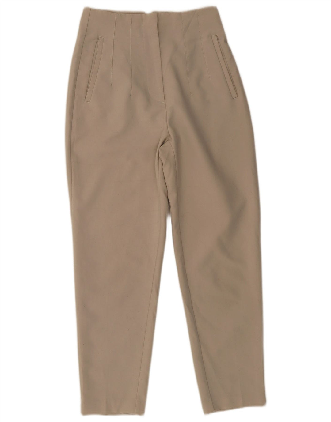 Pantalon de costume fuselé Zara Femme Petit W26 L27 Beige Polyester