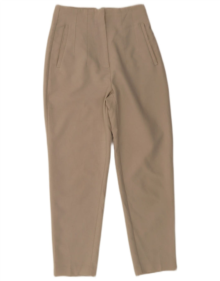 Pantalon de costume fuselé Zara Femme Petit W26 L27 Beige Polyester