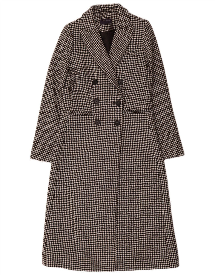 Marks & Spencer Manteau croisé pour femme UK 8 Petit pied-de-poule noir
