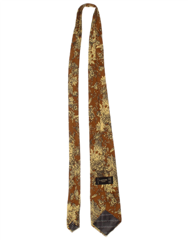 Lanvin Cravate Homme Taille Unique Marron Floral Soie Designer