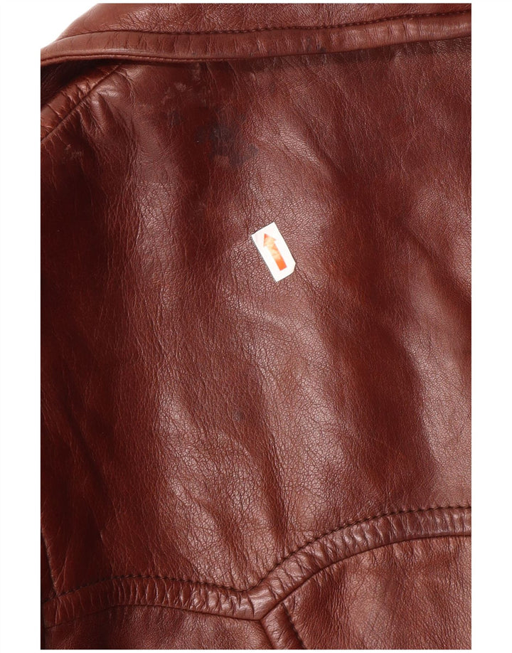 VINTAGE Manteau en cuir femme IT 52 2XL Cuir marron