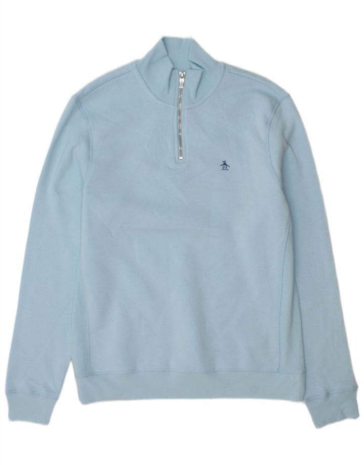 Penguin Sweat-Shirt Col Zippé Homme Bleu Moyen Coton