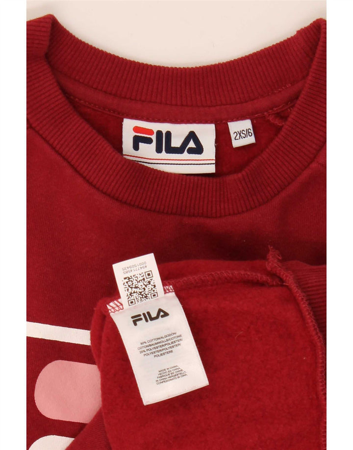Fila Sweat-shirt surdimensionné graphique pour femme UK 2 2XS Rouge Colourblock
