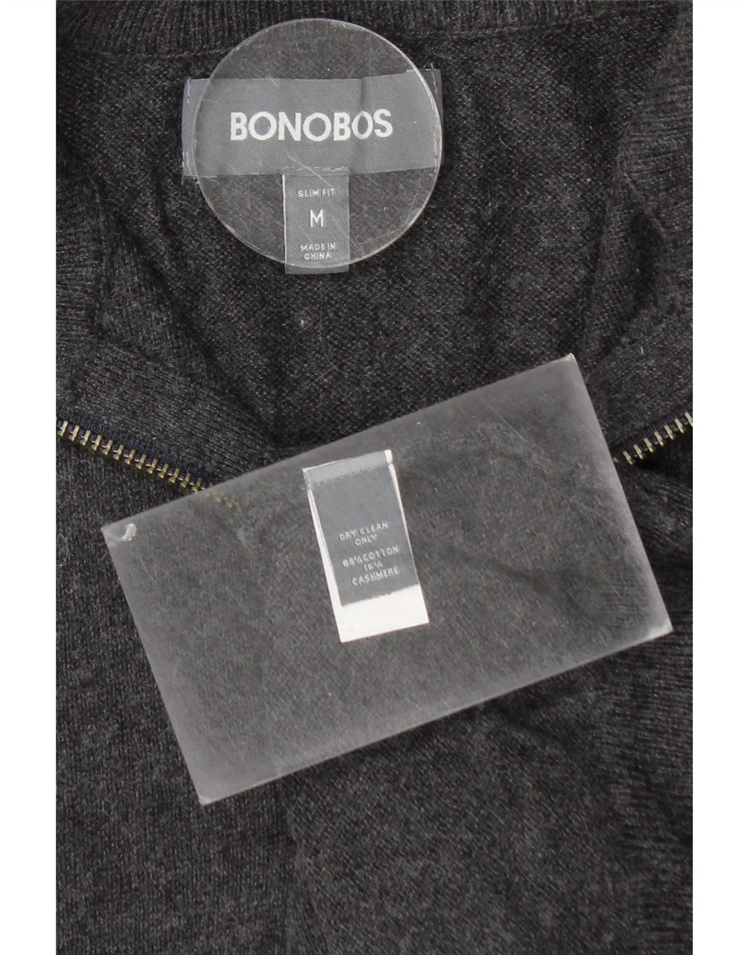 BONOBOS Pull Col Zippé Homme Gris Moyen Coton