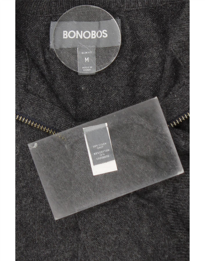 BONOBOS Pull Col Zippé Homme Gris Moyen Coton