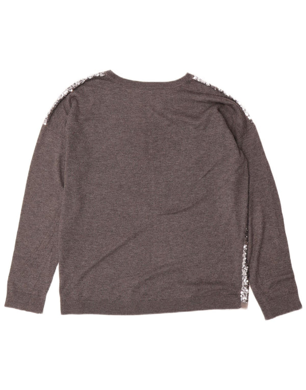 Whistles Pull surdimensionné à col rond pour femme UK 12 Gris moyen