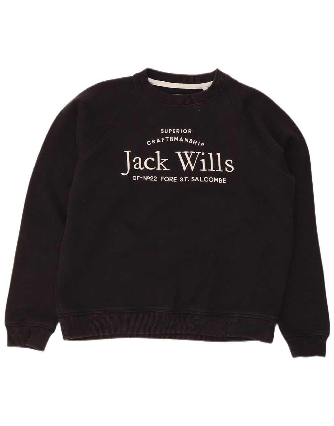 Jack Wills Sweat-shirt graphique pour femme UK 12 en coton noir moyen