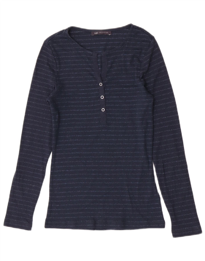 Marks & Spencer Haut à manches longues pour femme UK 8 Small Bleu marine rayé