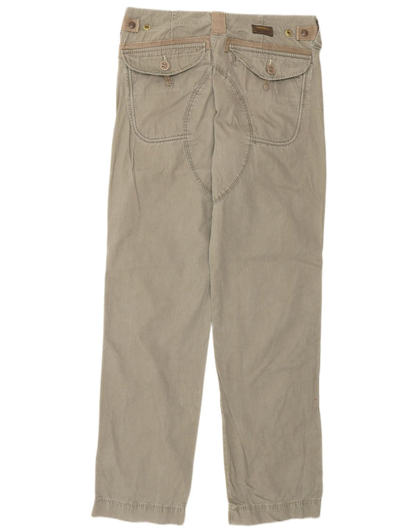 Guess Mens Straight Cargo Trousers W30 L33 Khaki Cotton