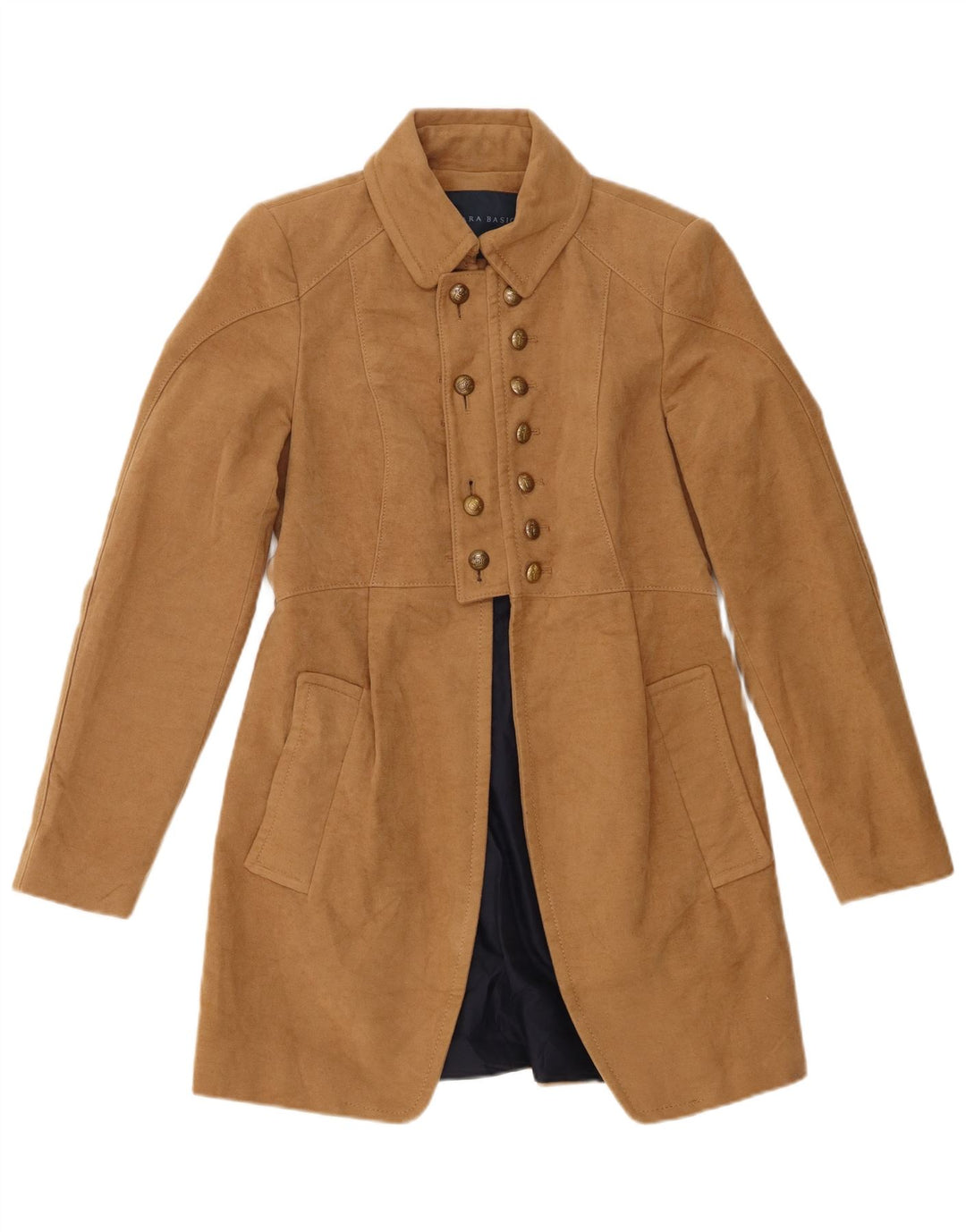 Zara Manteau croisé pour femme UK 12 Coton beige moyen