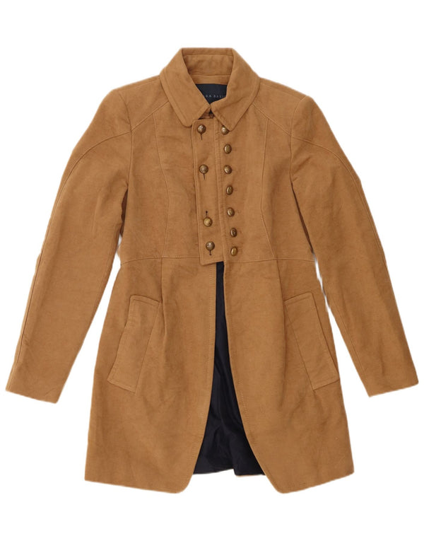 Zara Manteau croisé pour femme UK 12 Coton beige moyen