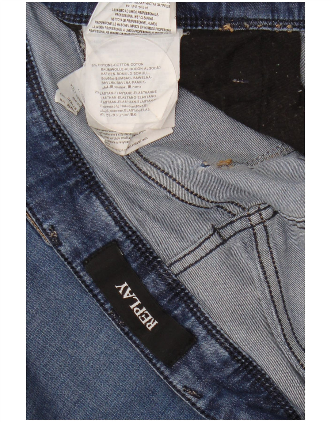Replay Jean Slim Homme W36 L32 Bleu Coton