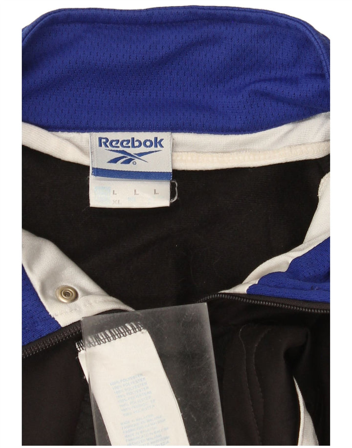 Reebok Veste de survêtement graphique pour hommes, grand noir, polyester color block