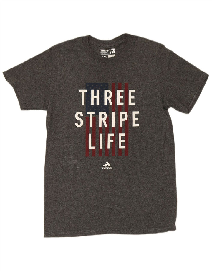 ADIDAS Mens Graphic T-Shirt Top Small Grey Cotton