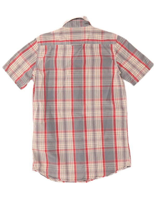 Superdry Chemise à Manches Courtes Homme Petit Carreau Bleu Coton
