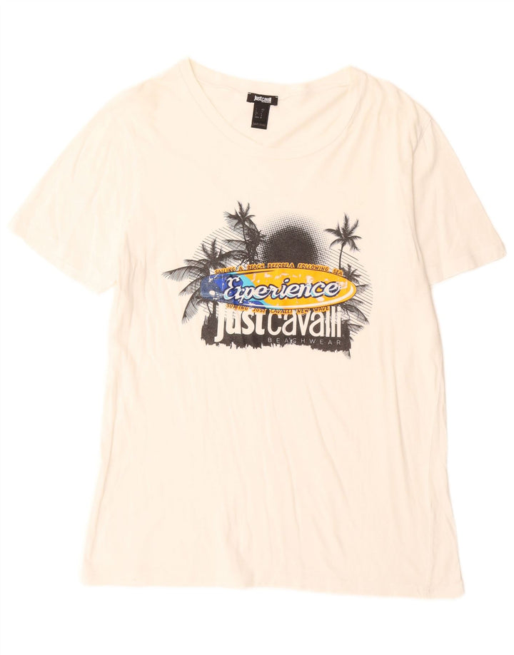 Just Cavalli T-Shirt Graphique Homme Grand Blanc Coton