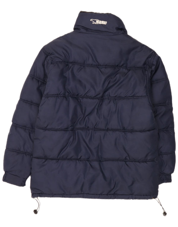 Bear Mens Reversible Padded Jacket UK 38 Medium Navy Blue Polyamide