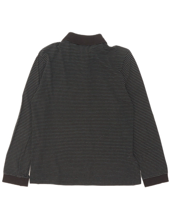 Lacoste Polo à manches longues pour homme Taille 5 Grand coton à fines rayures noires