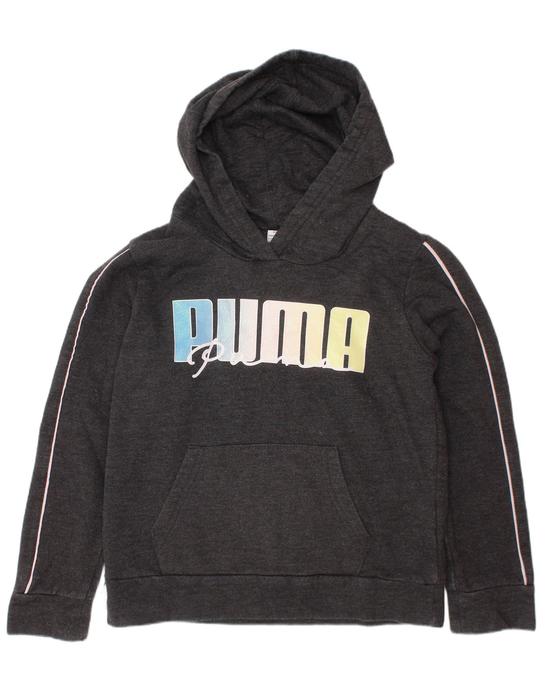 PUMA Pull à capuche graphique pour fille 6-7 ans Petit Gris Coton