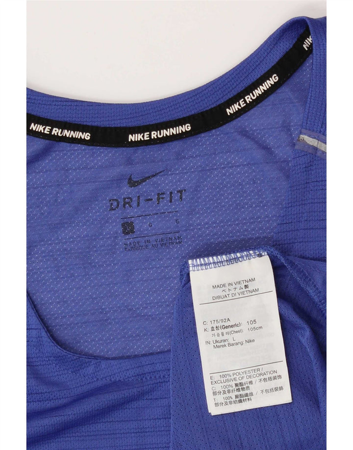 Nike Hommes Dri Fit Débardeur Large Bleu Rayures Polyester