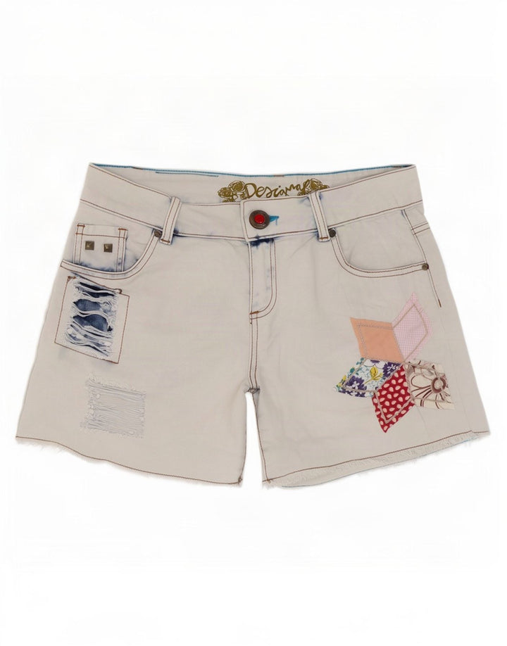 Desigual Short en jean vieilli W28 bleu moyen patchwork en coton pour femme