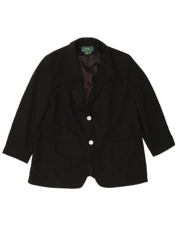 Ralph Lauren Veste blazer à 2 boutons pour femme US 14 XL Laine noire