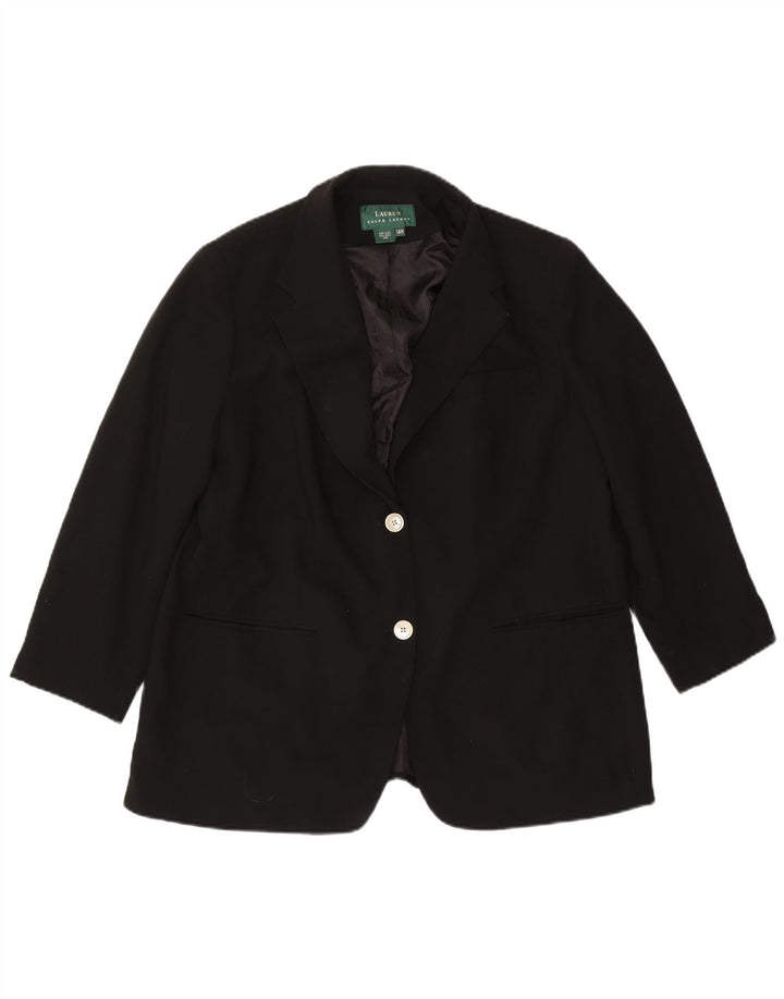 Ralph Lauren Veste blazer à 2 boutons pour femme US 14 XL Laine noire