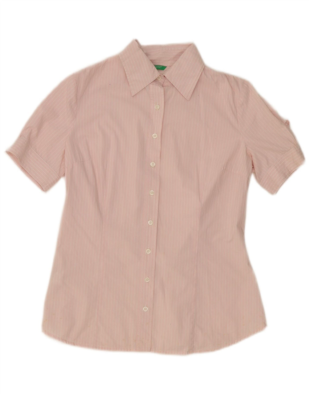 BENETTON Chemise à manches courtes pour femme UK 16 Grandes rayures roses