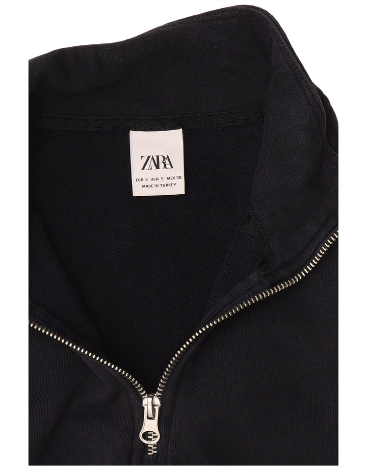 Zara Sweat-shirt à col zippé pour femme UK 10 Small Bleu marine