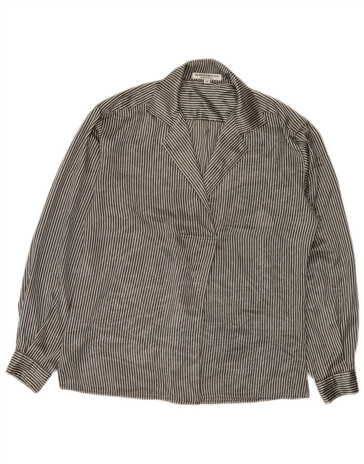 Windsmoor Chemise Femme Chemisier US 10 Grand Gris Rayé Polyester