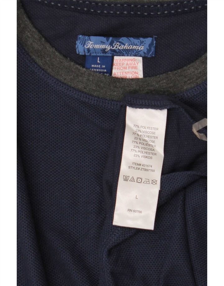 Tommy Bahama Haut à manches longues pour hommes en polyester color block bleu marine grand
