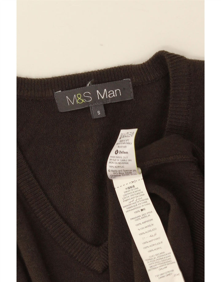 MARKS & SPENCER Pull col V Homme Petit Gris Acrylique