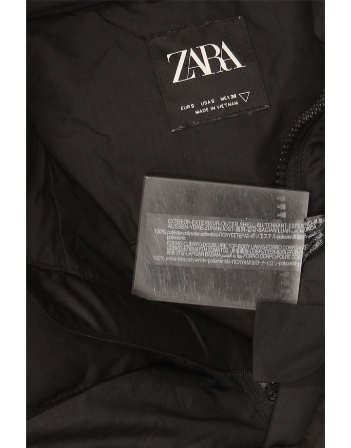 ZARA Veste matelassée à capuche coupe ample pour homme UK 36 Small Noir Polyester