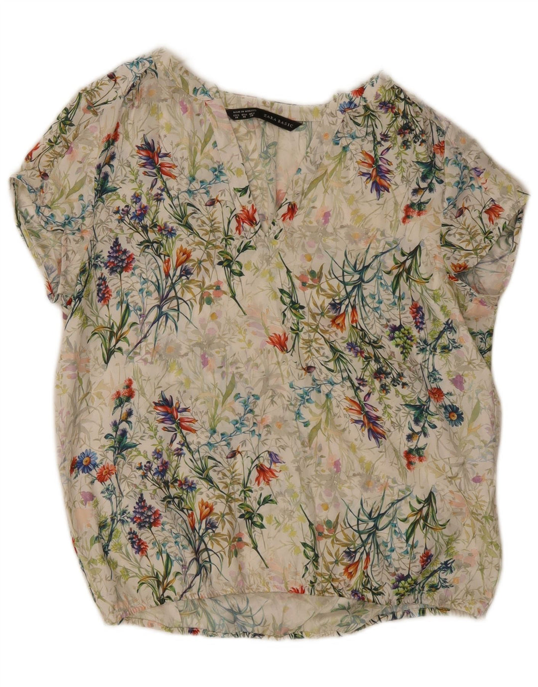 Zara Femme Chemisier Top UK 12 Moyen Multicolore Floral Polyester